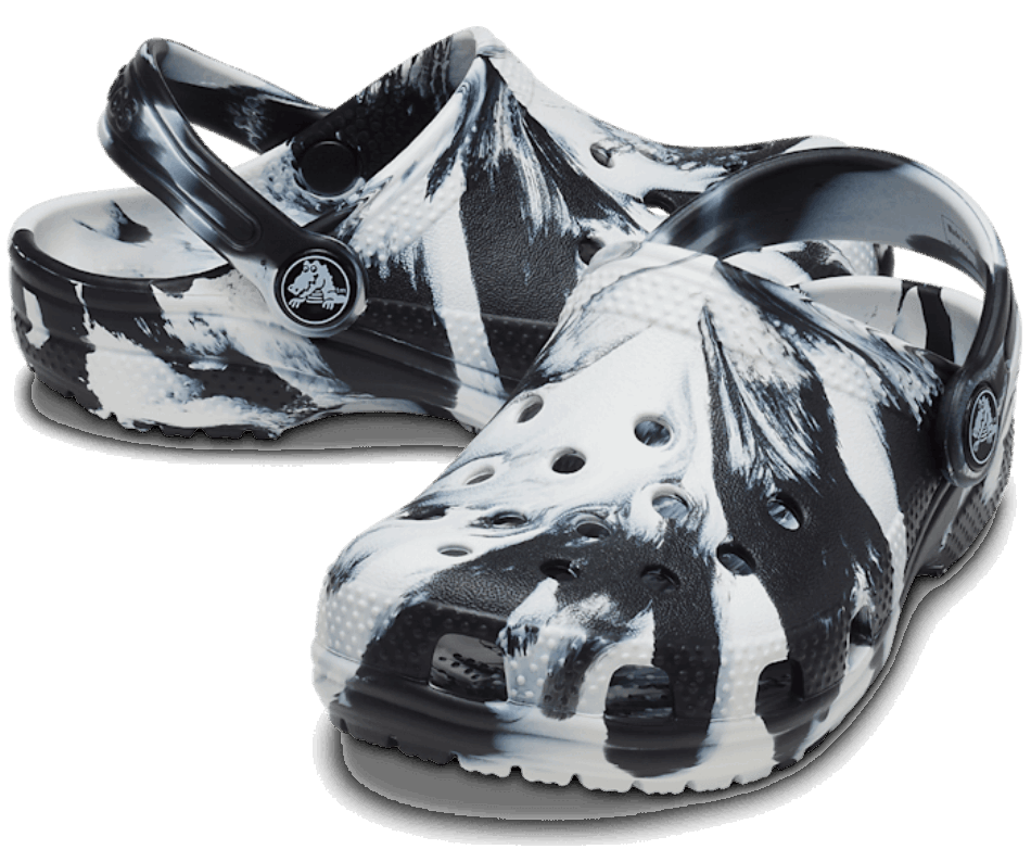 Crocs Infantil Clássico Tamanco Marmorizado Preto E Branco