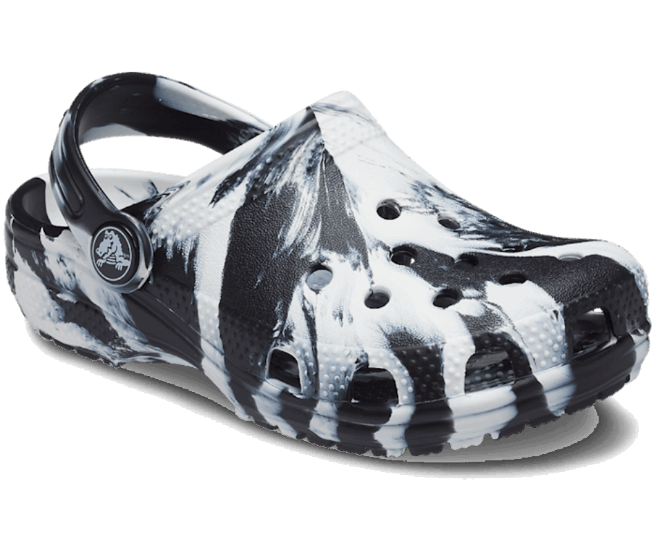 Crocs Infantil Clássico Tamanco Marmorizado Preto E Branco
