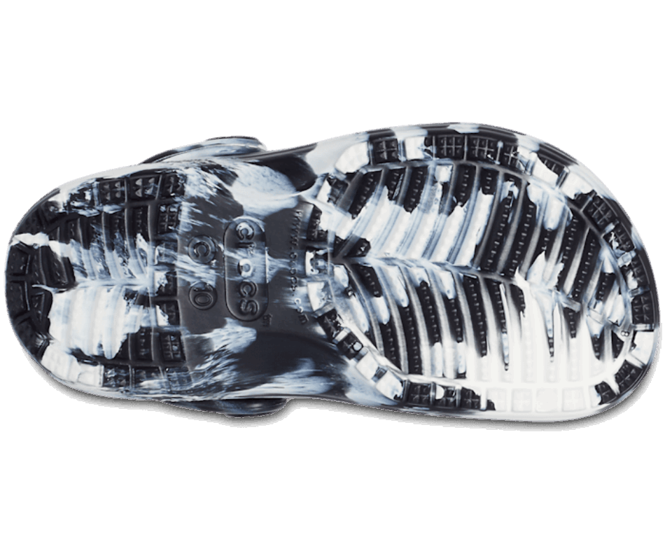 Crocs Infantil Clássico Tamanco Marmorizado Preto E Branco