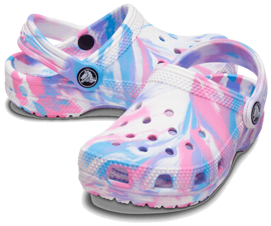 Crocs Infantil Clássico Tamanco Marmorizado Branco-rosa