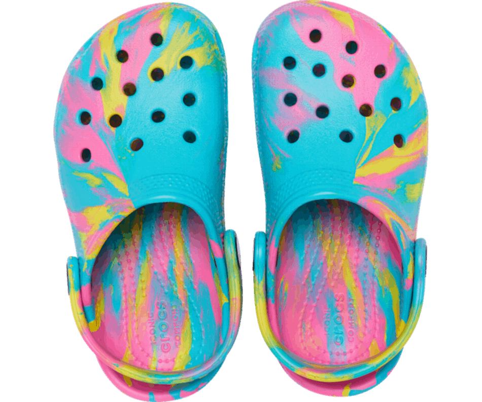 Crocs Infantil Clássico Marmorizado Tamanco Digital Aqua-multi