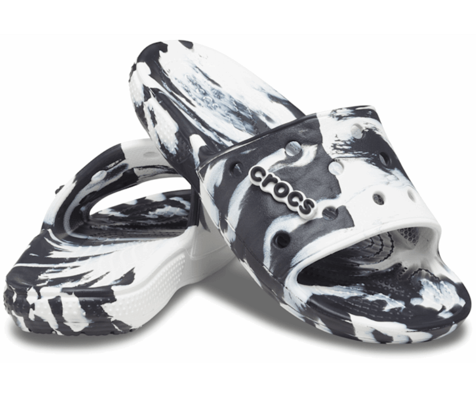 Clássico Crocs Escorregador Em Mármore Branco-preto