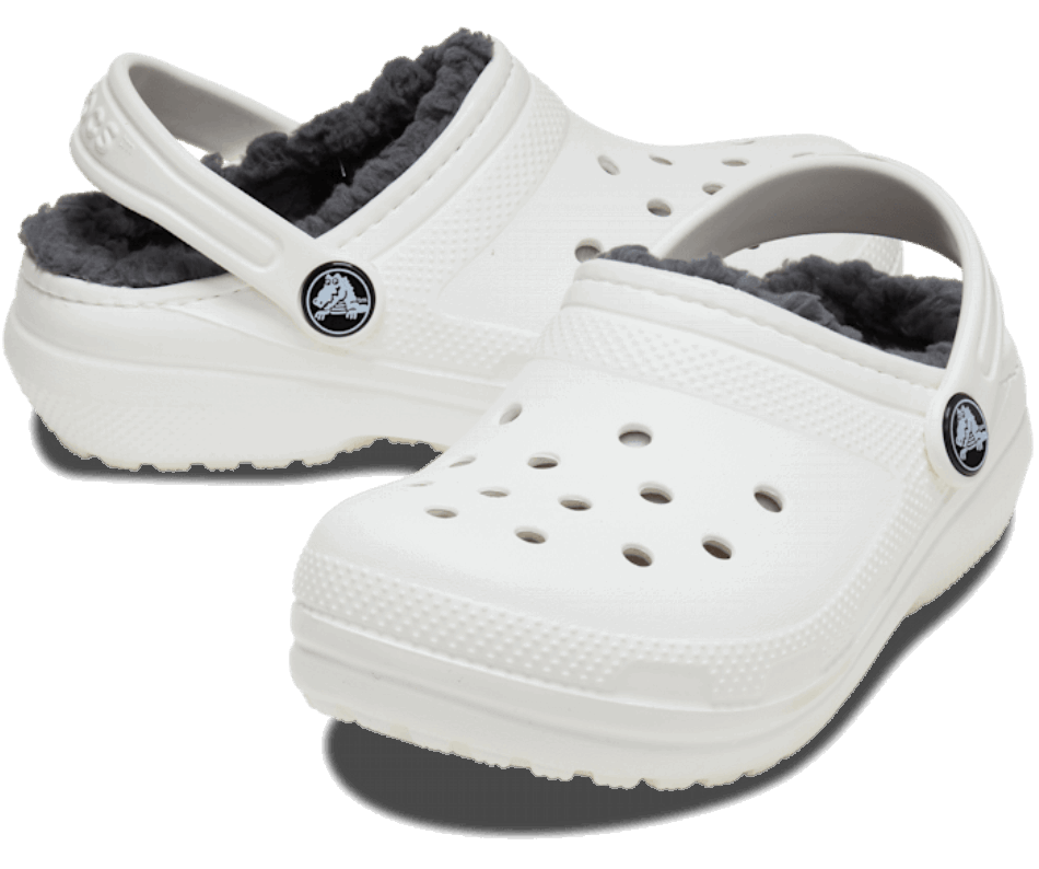 Crocs Infantil Clássico Forrado Tamanco Branco-cinza