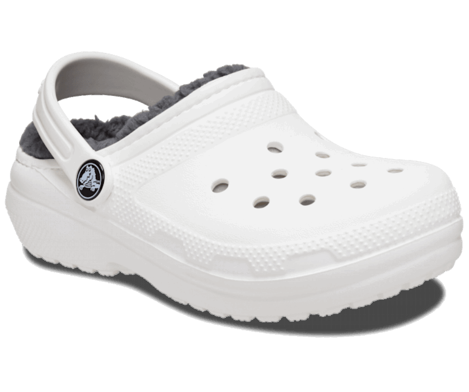 Crocs Infantil Clássico Forrado Tamanco Branco-cinza