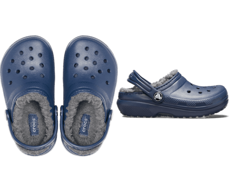 Crocs Infantil Clássico Forrado Tamanco Marinho-carvão