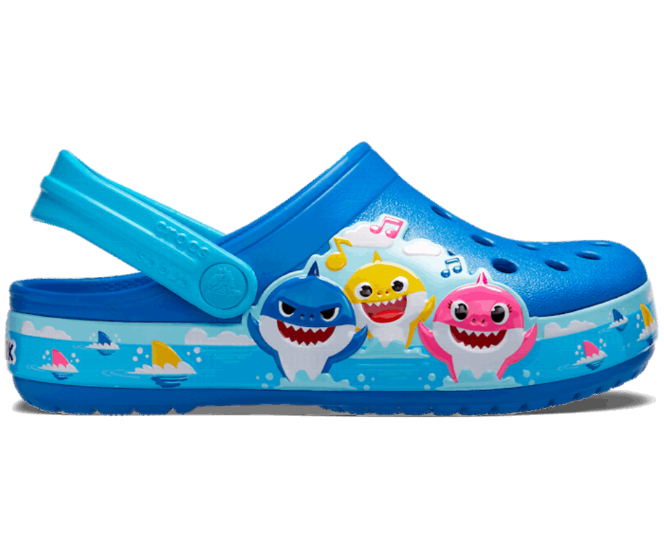 Crocs Infantil Divertido Laboratório Bebê Tubarão Tamanco Cobalto Brilhante