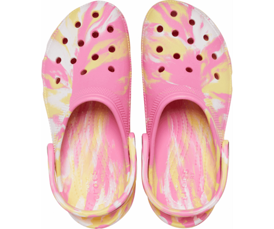 Crocs Plataforma Clássica Feminina Marmorizada Tamanco Rosa Limonada-multi