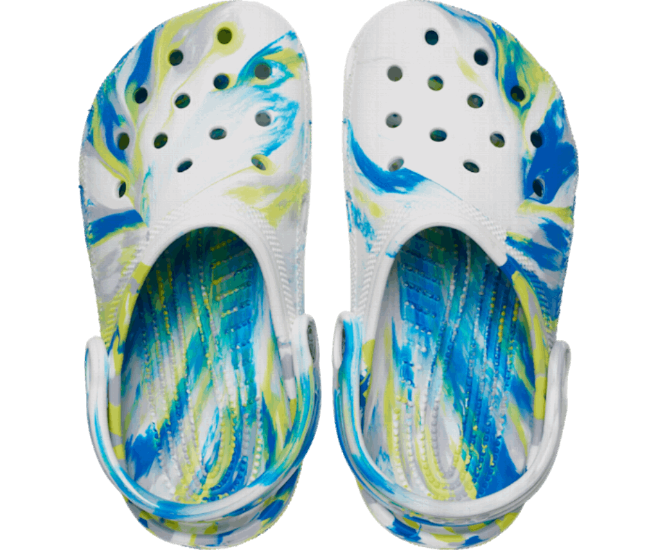 Tamanco Marmorizado Clássico Infantil Crocs Cobalto Branco-brilhante