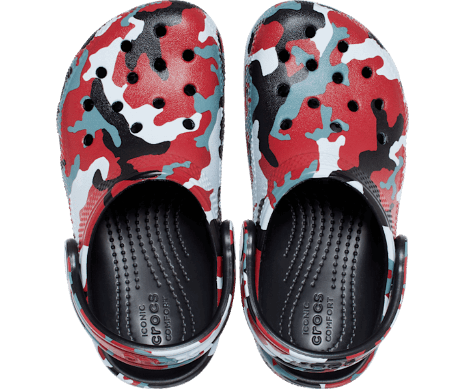 Crocs Infantil Camuflado Clássico Preto-vermelho