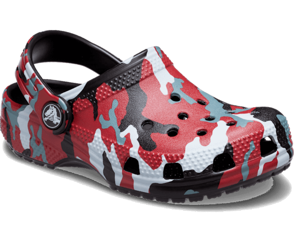 Crocs Infantil Camuflado Clássico Preto-vermelho