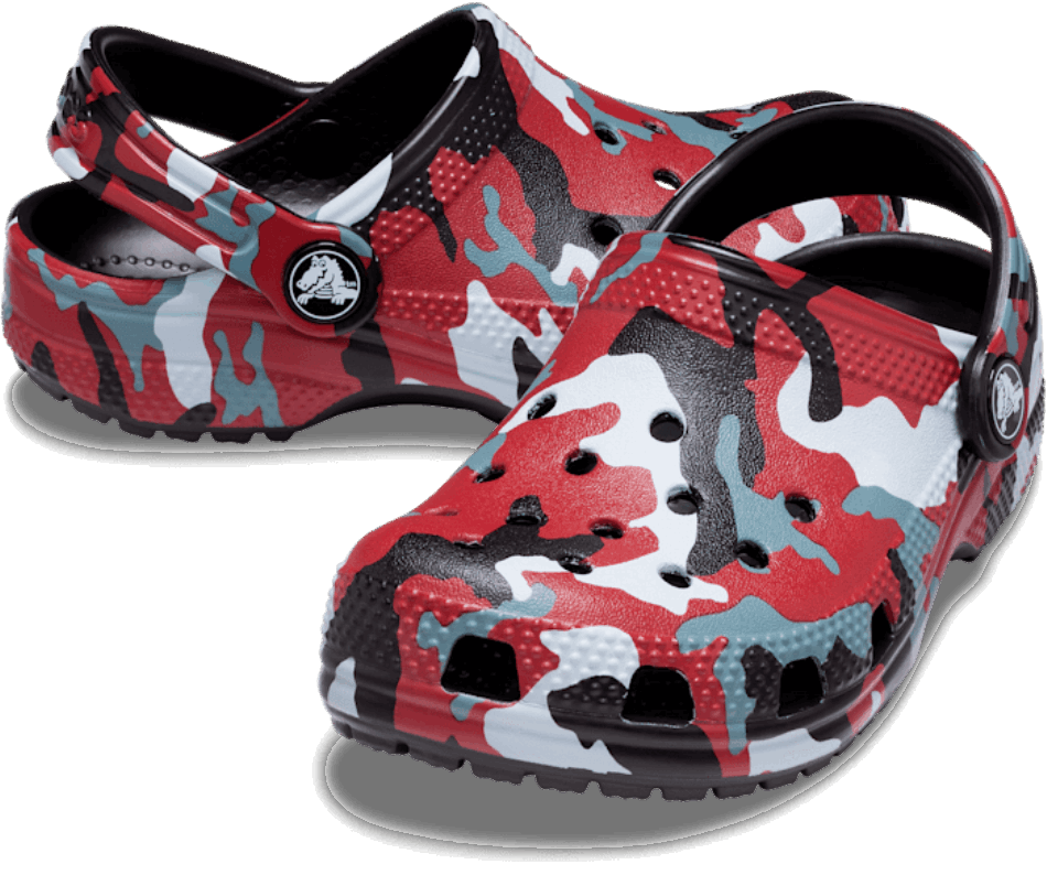 Crocs Infantil Camuflado Clássico Preto-vermelho