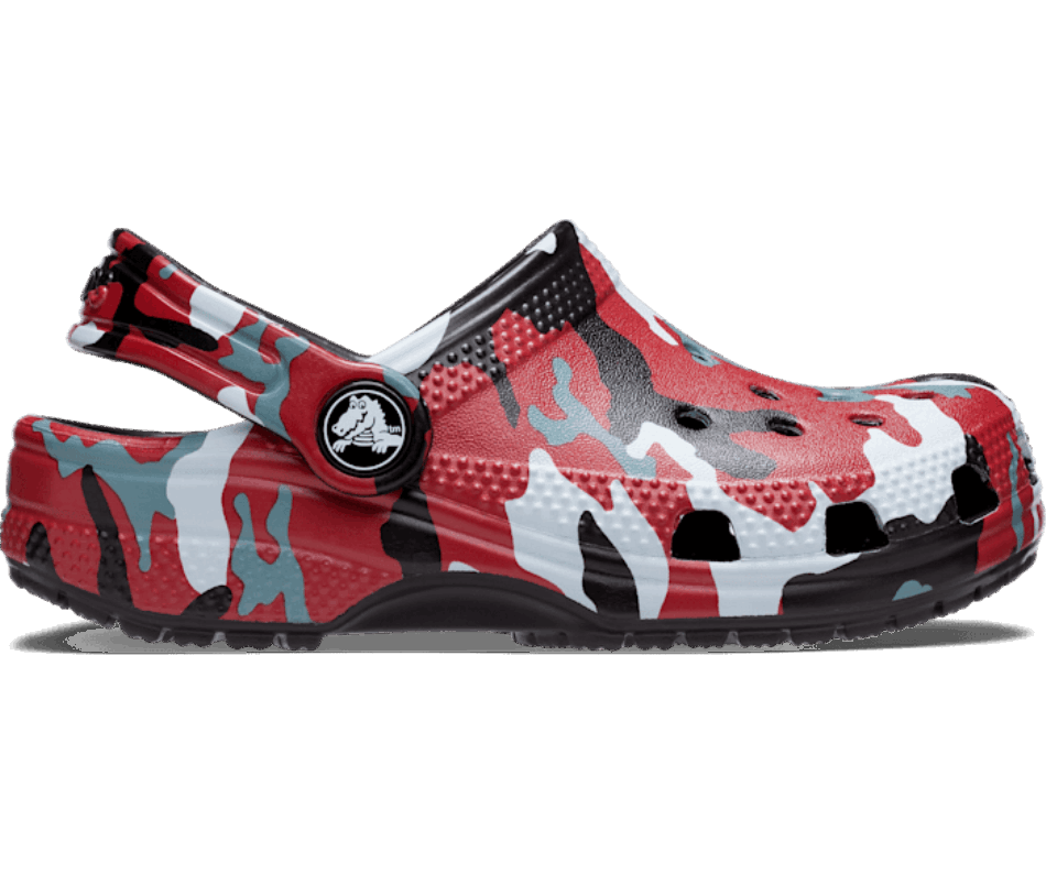 Crocs Infantil Camuflado Clássico Preto-vermelho