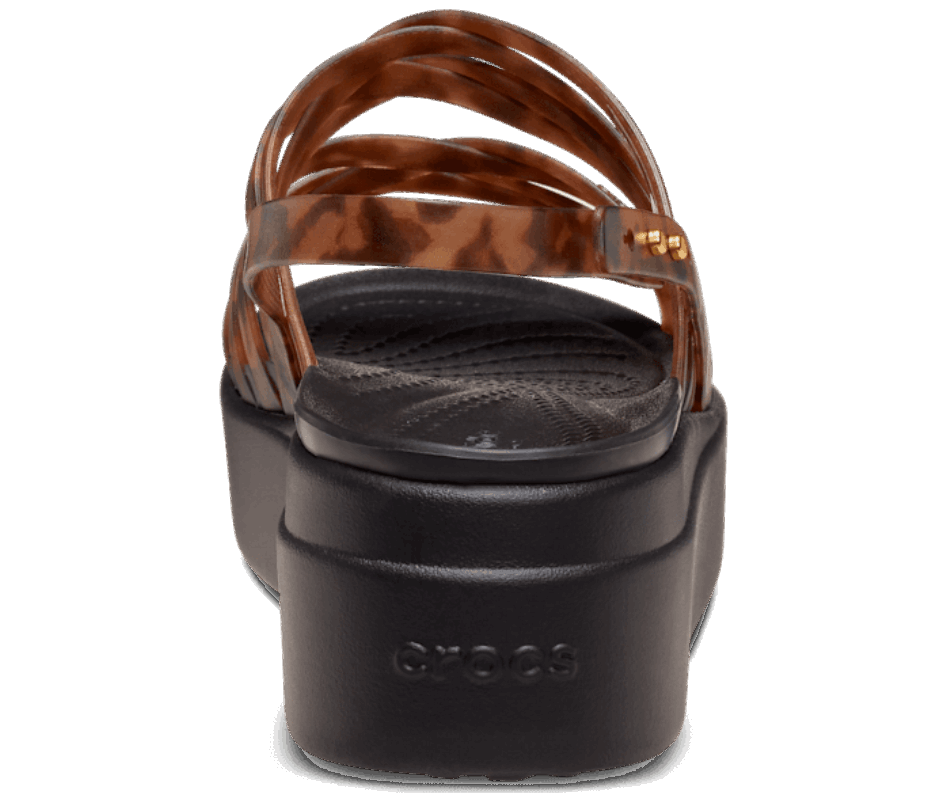 Crocs Feminino Brooklyn Tartaruga Com Tiras De Cunha Baixa Mocha-preto