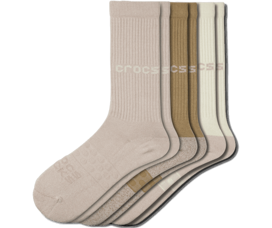 Crocs Meias Adulto Tripulação Sólido 3-pack Cogumelo-branco