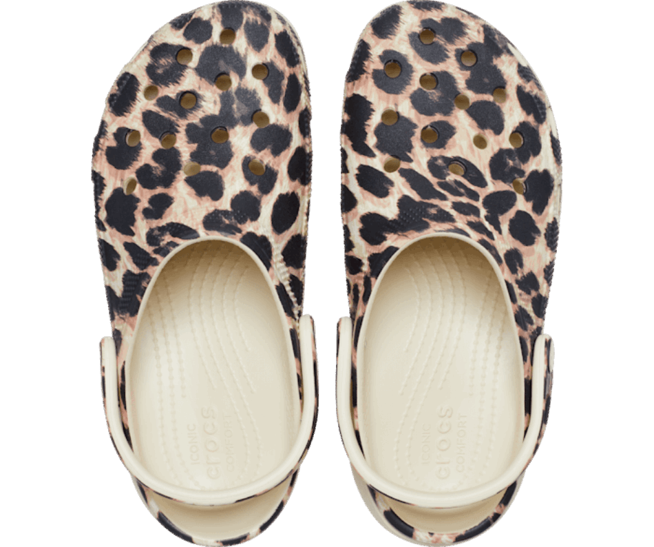 Crocs Classic Plataforma Animal Remix Tamanco Bone-leopard