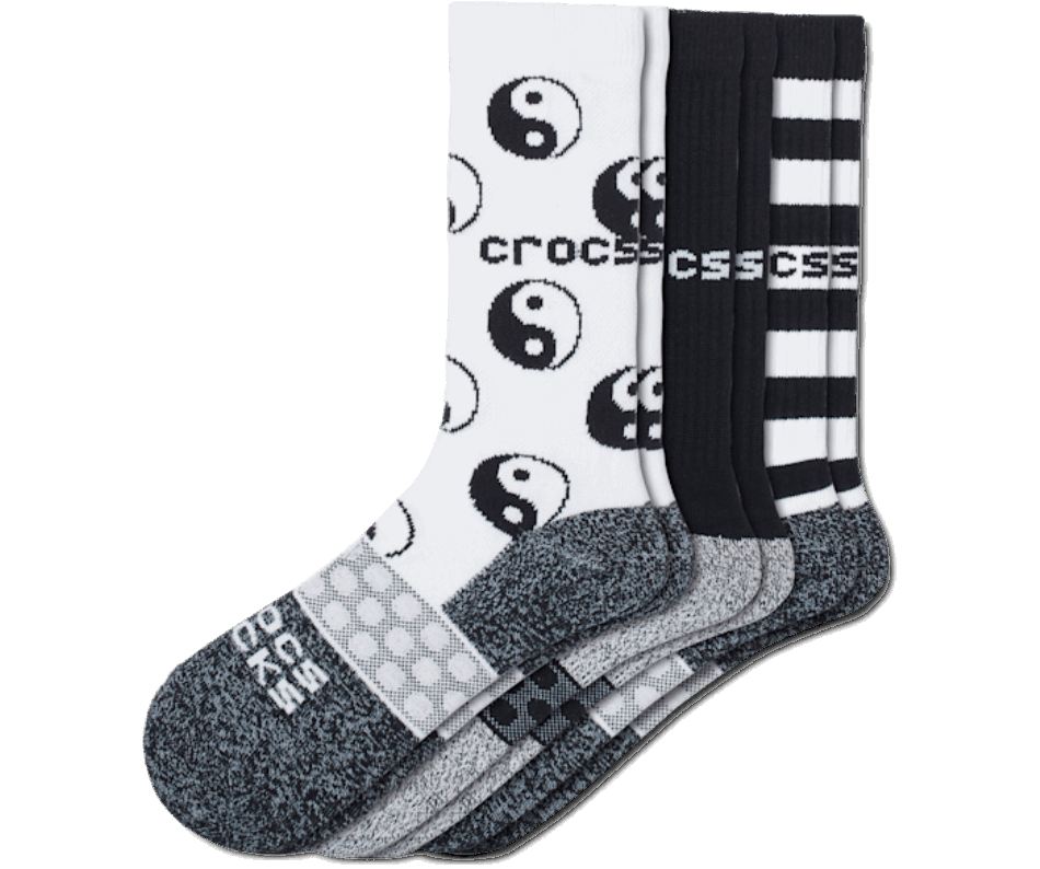Crocs Meias Adulto Tripulação ícone Fácil 3-pack Preto-branco