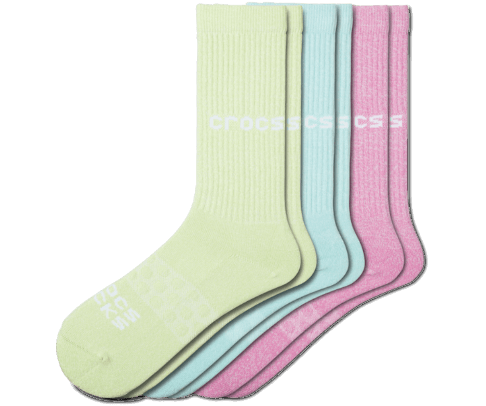 Crocs Meias De Fio Torcido Adulto Tripulação Sólido 3-pack Branco-multi