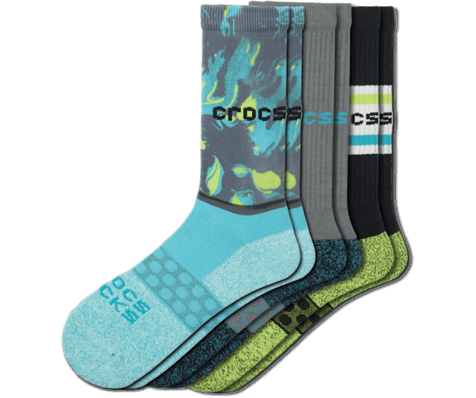 Crocs Meias Adulto Tripulação Mármore Sazonal 3 Pacote Ardósia Cinza-multi