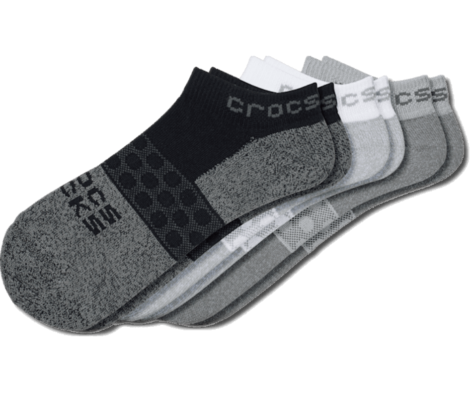 Crocs Meias Adulto Baixo Núcleo Sólido 3 Pacote Preto-cinza