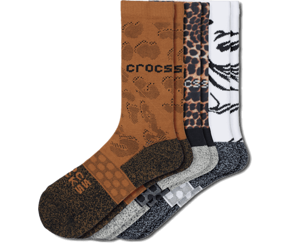 Crocs Meias Adulto Tripulação Animal Remix 3 Pack Preto-multi Animal