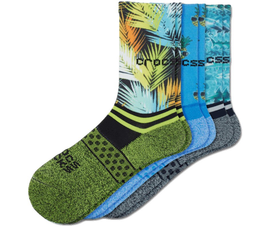 Crocs Meias Kid Crew Boy Festa Na Piscina 3 Pack Azul Esverdeado